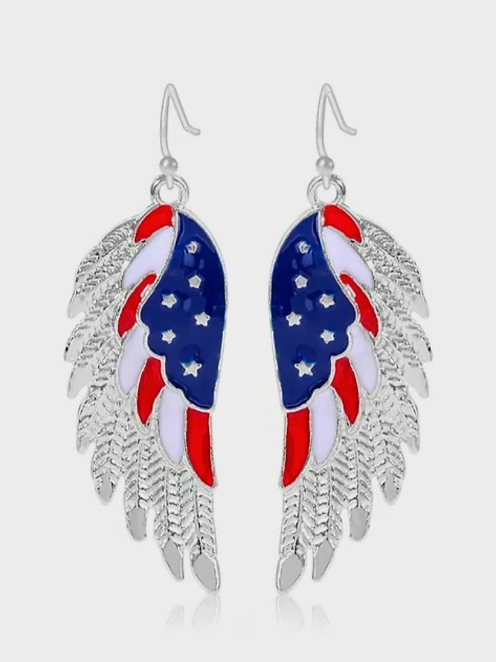Patriotic Wing Dangle Earrings - Red, White & Blue NWOT